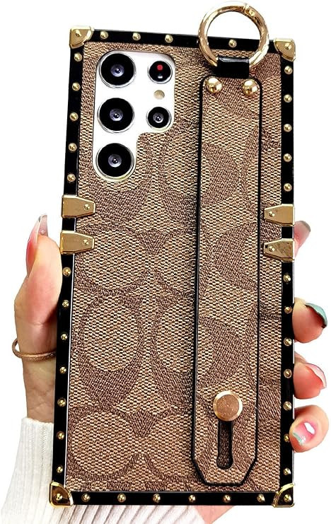 Luxury Leather for Samsung Galaxy S22 Ultra Case with Wristband Strap Anti Drop Protective Design... | Amazon (US)