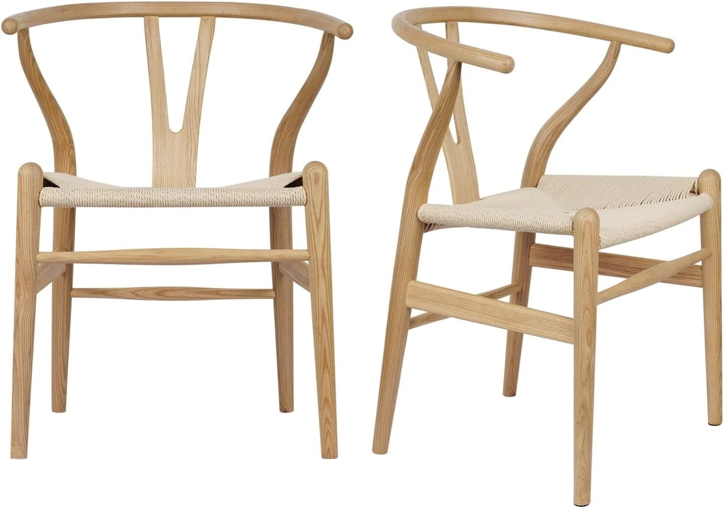 Tomile Mid-Century Solid Wood Dining Chair Set of 2, Wishbone Chair Y Chair Armrest Chair, Woven ... | Walmart (US)