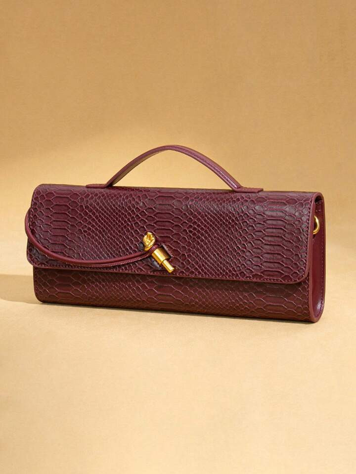 Dedoo Burgundy Bag Cherry Red Envelope Wine Red Envelope Upscale New Handbag European And America... | SHEIN