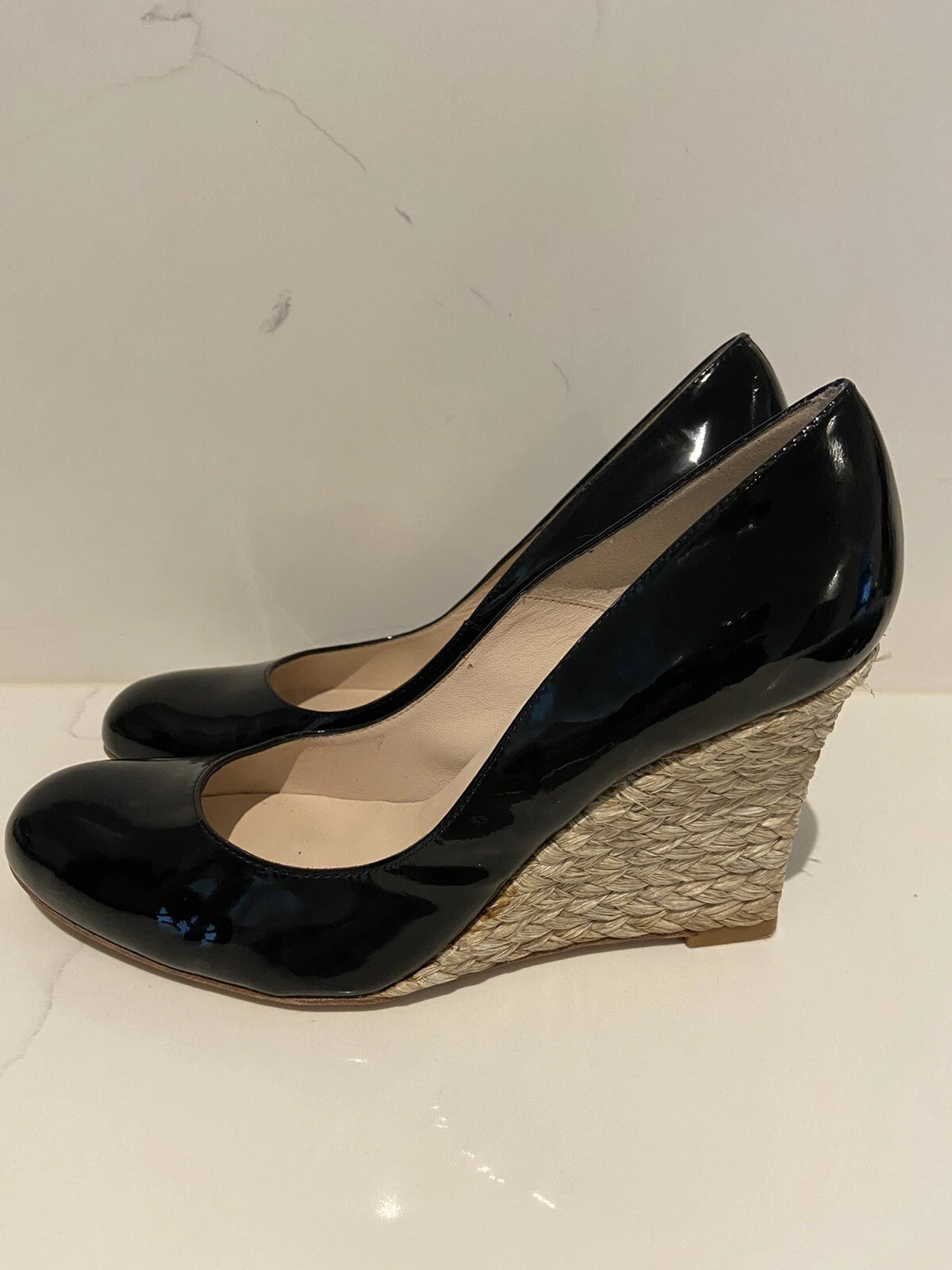 LK Bennett Maddox Black Patent Leather Wedge Heel- Size 38.5/US 8 | eBay US