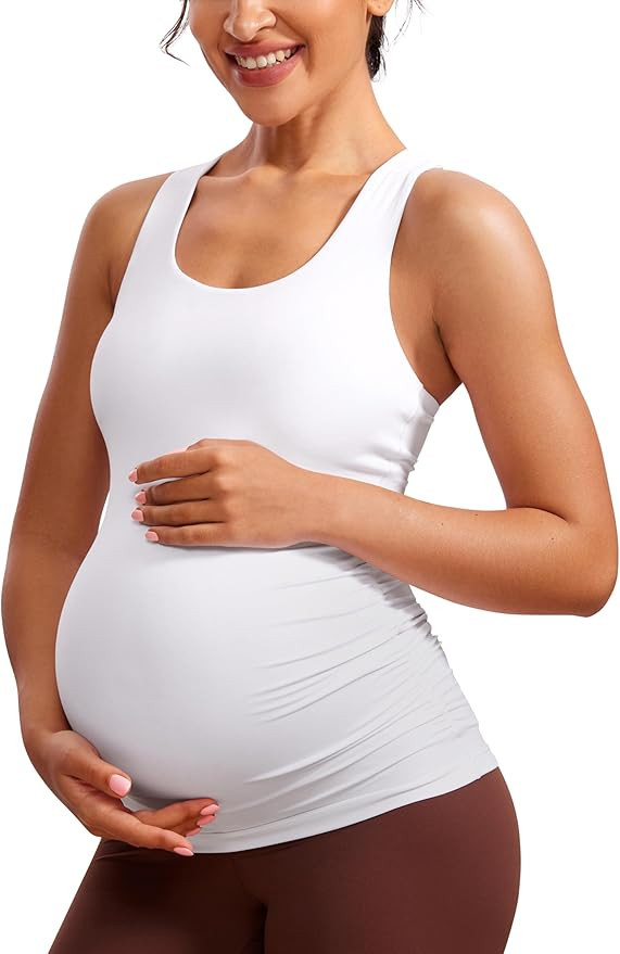 CRZ YOGA Butterluxe Womens Racerback Maternity Tank Tops Ruched Sleeveless Pregnancy Yoga Tee wit... | Amazon (US)