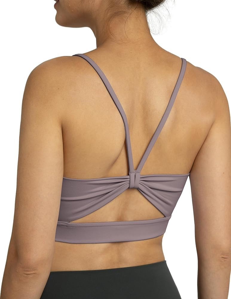 Colorfulkoala Women's Dreamlux Bowknot Strappy Sports Bras Light Impact Workout Yoga Tops | Amazon (US)