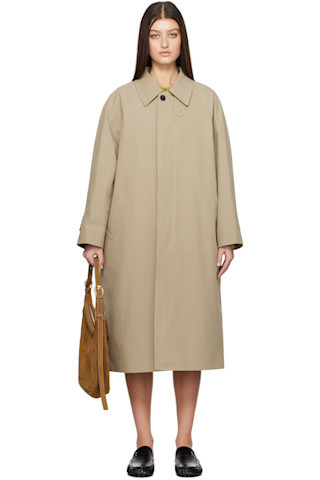 Beige Cotton Mac Coat | SSENSE
