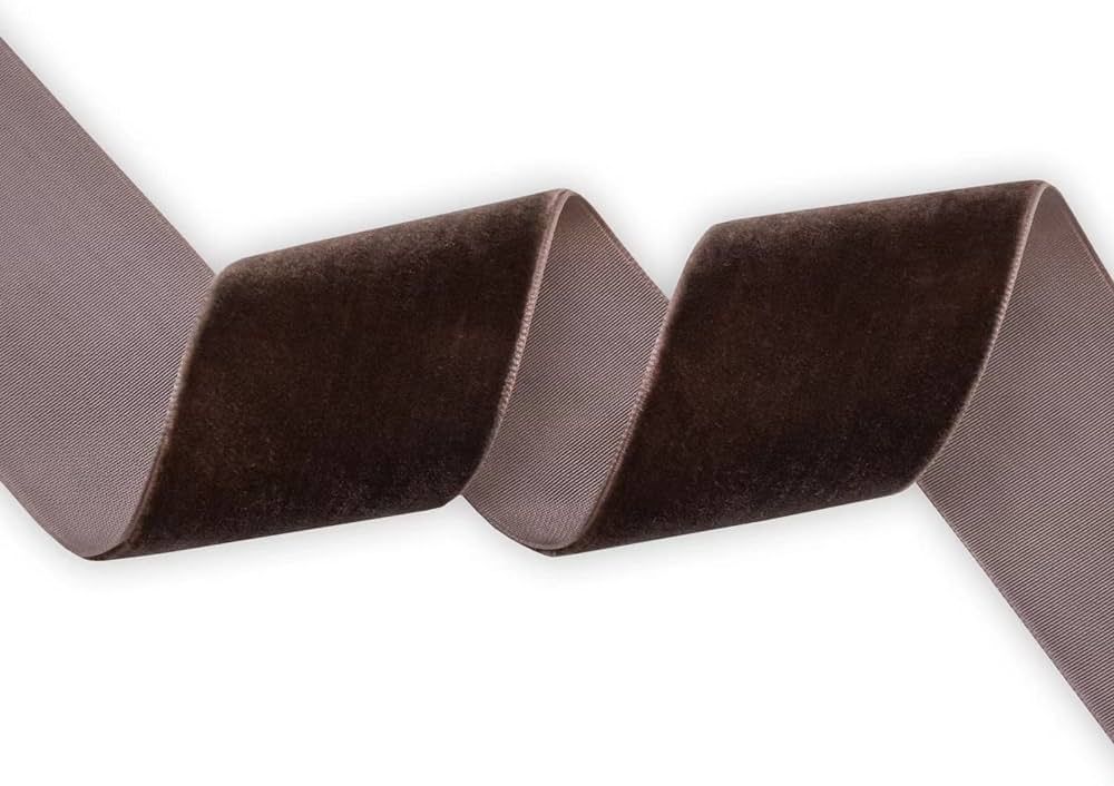 KLTRIBBON Nylon Velvet Ribbon Single Faced,1 1/2 Inch X 25Yards Spool (Brown) | Amazon (US)