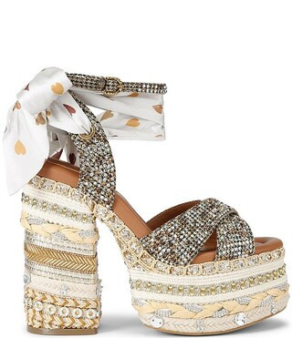 Chelsea Scarf Crystal Embellished Houndstooth Platform Sandals | Dillard's