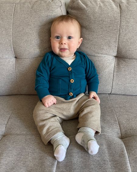 Baby boy ootd! This baby cardigan is beyond adorable! Comes in lots of colors and is organic bamboo! - baby clothes - baby outfits - baby fashion - Kyte baby - Joe fresh baby 

#LTKunder50 #LTKbaby #LTKfamily