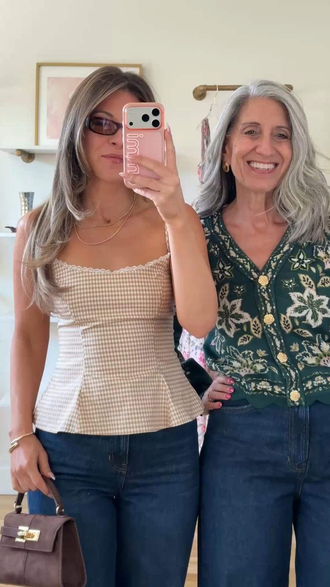 nordstrom anniversary sale summer to fall tan peplum top with lace-trimmed straps, paired with wide-leg jeans, green floral cardigan paired with wide-leg jeans outfits ✨

i'm 5'4" and typically wear a small/2 & a 26 in jeans
• most jeans: sized down to 25


mom is 5'4" and typically wears a medium/6 & 29 in jeans
• sweaters: sized down to xs


fall outfits, fall dresses, autumn outfits, sweater dresses, midi dresses, long sleeve dresses, casual outfits, thanksgiving outfits, family photo outfits, date night outfits, work outfits, fall fashion, autumn fashion, cozy outfits, transitional outfits, neutral outfits, everyday outfits, weekend outfits, women’s fashion, affordable dresses, skort outfits, athletic skorts, casual skort outfits, summer skort outfits, amazon skorts, everyday skort outfits, mom & me outfits, mom & me dresses, matching outfits, mother daughter outfits, family photo outfits

#LTKSeasonal #LTKSaleAlert #LTKgrwm