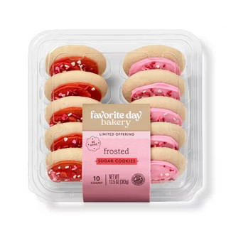 Valentine's Day Pink & Red Frosted Cookies - 13.5oz/10ct - Favorite Day™ | Target