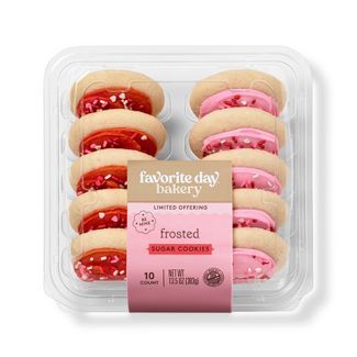 Valentine's Day Pink & Red Frosted Cookies - 13.5oz/10ct - Favorite Day™ | Target