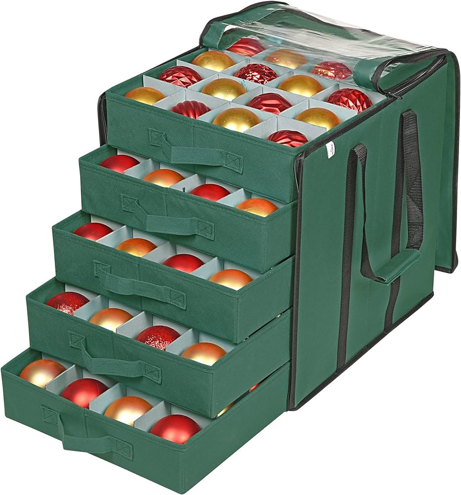 ProPik Christmas Ornament Storage Boxes with Dividers - 5 Separate Trays - Ornament Holder - Keep... | Amazon (US)