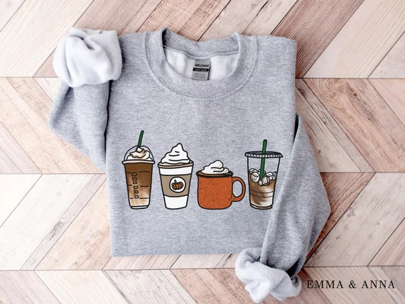 Fall Coffee Sweatshirt Unisex Fall Pullover Pumpkin Spice - Etsy | Etsy (US)
