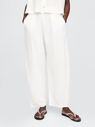 Crinkle Gauze Easy Barrel Pants | Gap (CA)