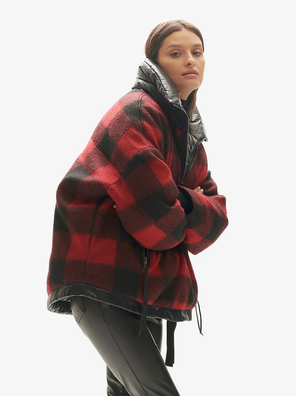 W Reversible Wool Half Zip - Black Plaid | Shop Simon
