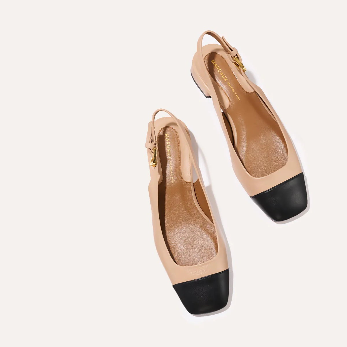 The Darcy Slingback - Dune and Black Nappa | Margaux