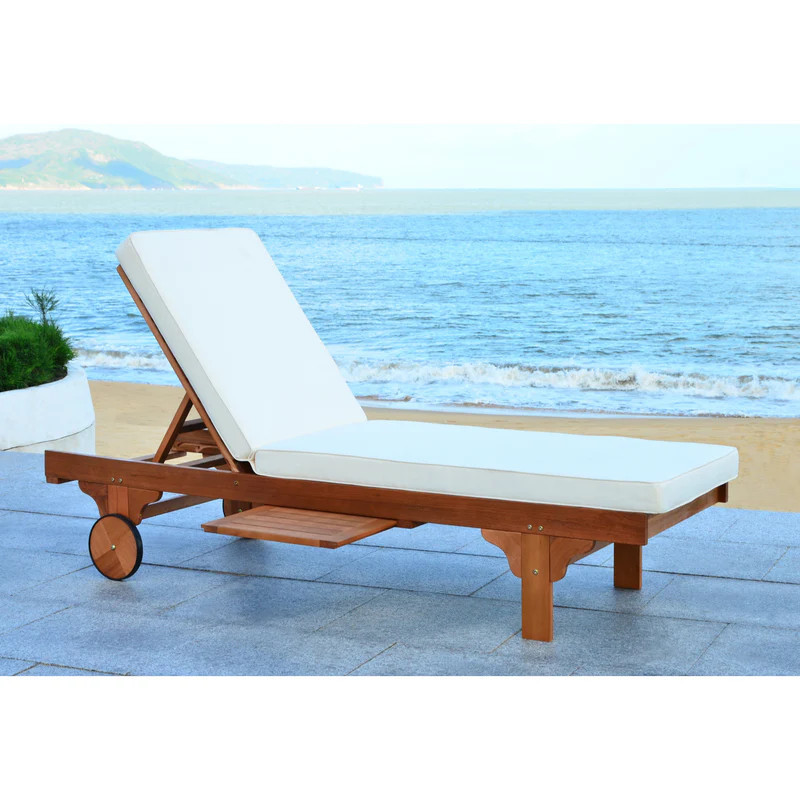 SAFAVIEH Outdoor Aubrie Adjustable Chaise Lounge Chair with Wheel. | Overstock