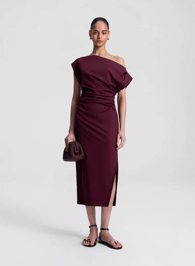 Nara Stretch Cotton Off Shoulder Midi Dress | A.L.C