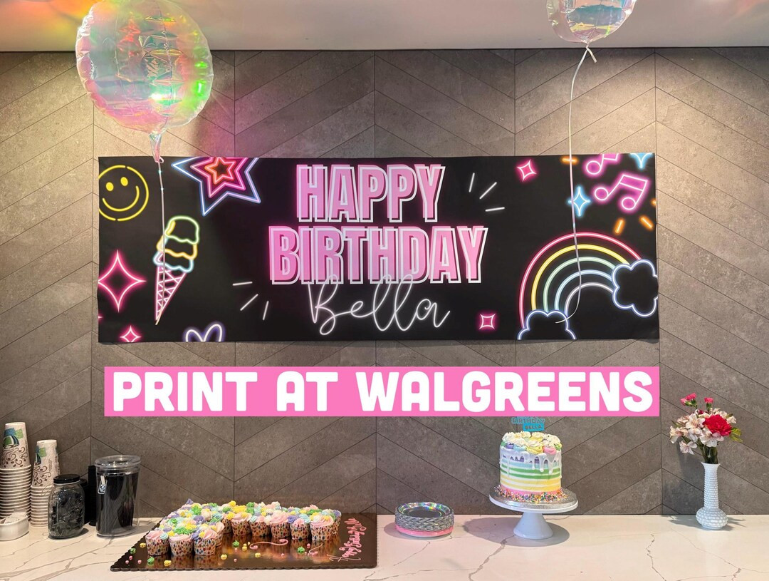 Printable Birthday Banner - Glow Party Birthday, Walgreens Printable Banner - DIGITAL FILE - Etsy | Etsy (US)