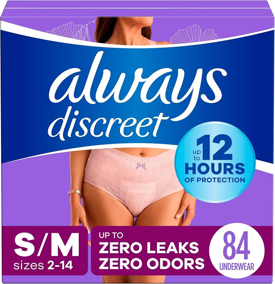 Always Discreet Adult Incontinence Underwear for Women and Postpartum Underwear, S/M, Up to 100%*... | Amazon (US)