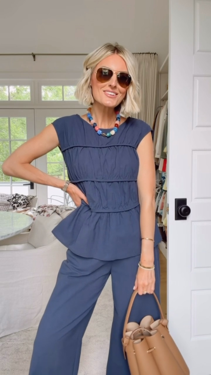 This dark blue set is something you can wear for work or play! Love the details on the top! Wearing size S!

Loverly Grey, Amazon, matching set, spring workwear, spring outfit 

#LTKSeasonal