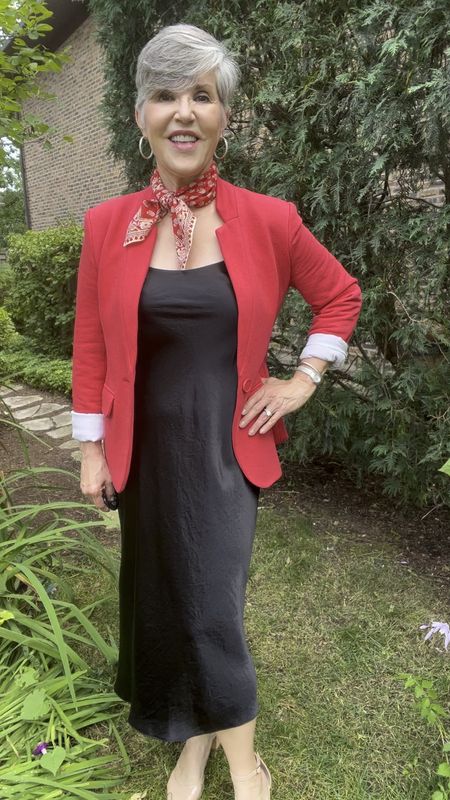 Terrific slip dress for work or for a fun luncheon! Add a red Gibson girl jacket and the cutest bandana! Nude shoes! Cute ❤️❤️❤️! #styleagram 
#stylebook
#stylebible
#stylefashion
#outfitshot
#styleaddict
#jcrewfactory 
#nordstrom
#macysstylecrew
#talbotsofficial 
#jjillstyle
#getreadywithme 
#styletips
#grwm
#styleblogger
#springfashion
#casualandchic 
#ltkover40
#ltkover50
#ltkspring
- [ ] #ltkshoecrush
#ltkitbag
#nudeshoes

#LTKwedding #LTKfindsunder100 #LTKfindsunder50