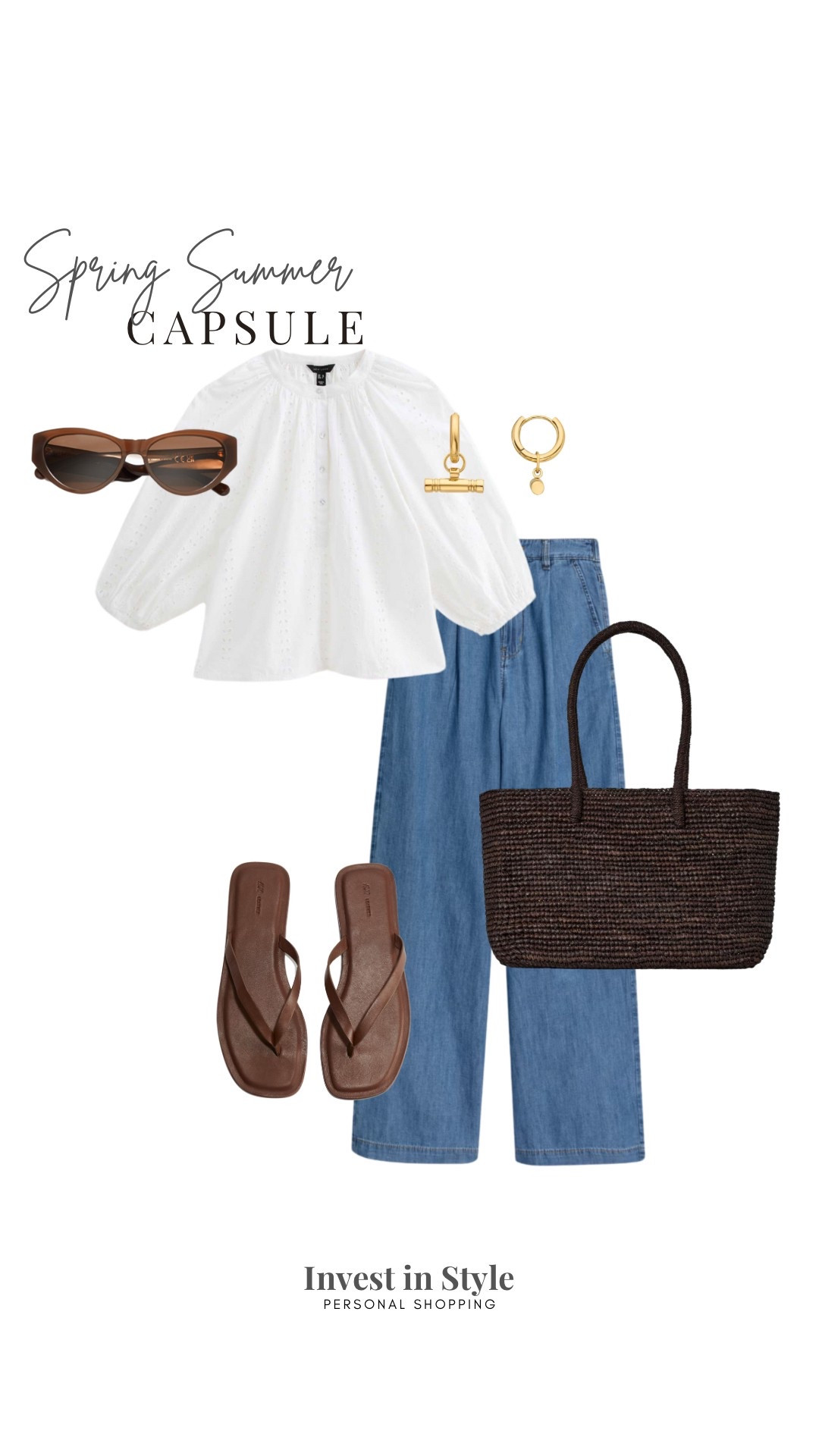 Spring outfit 
Pleat front denim trousers 
Broderie blouse 
And brown accessories 

This look could do smart casual work or off duty . 

New look
Marks & Spencer 
Cos 
H&M


#LTKworkwear #LTKspring #LTKsummer