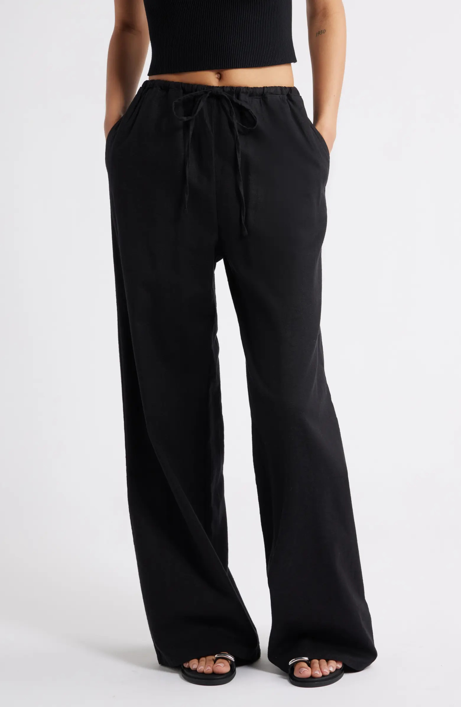 Wide Leg Linen Blend Pants | Nordstrom