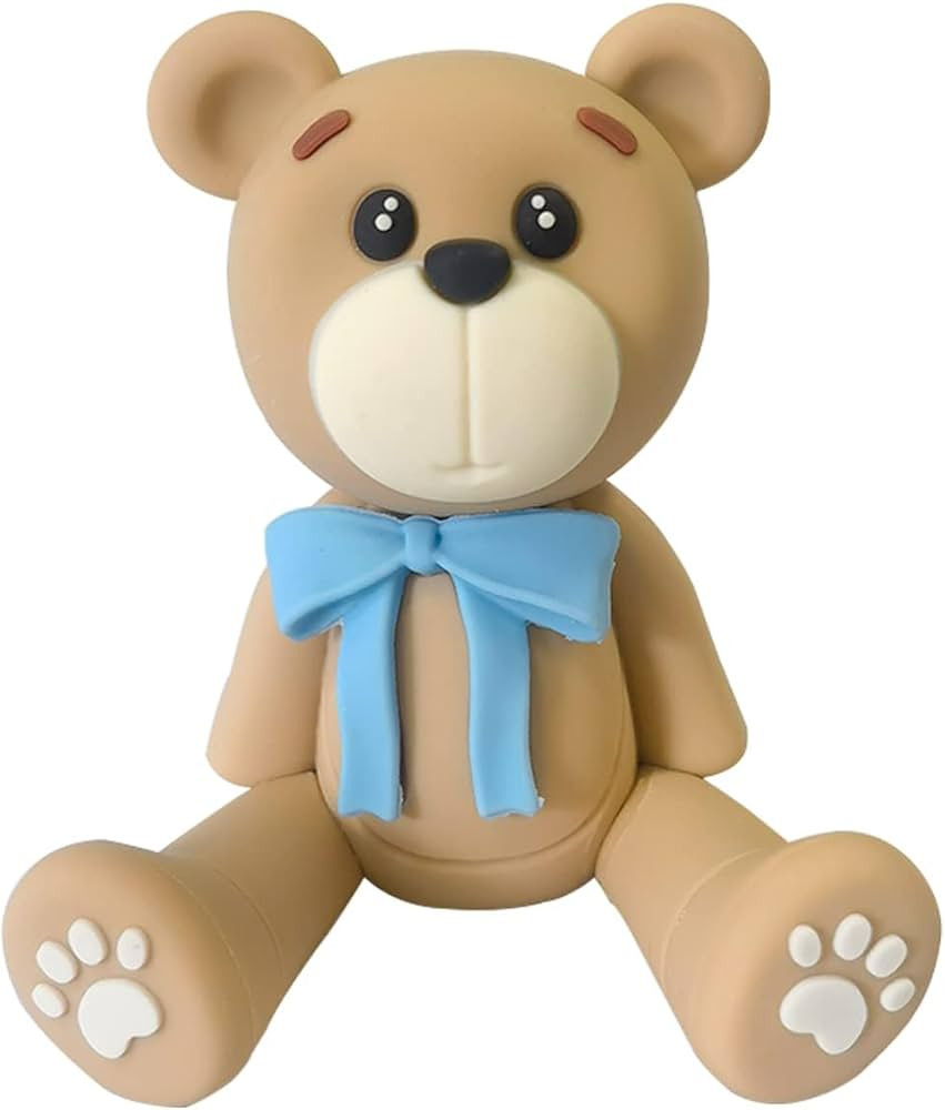 3D Bear Cake Toppers Bear Cake Decorations for Boy Girl Baby Shower Birthday Party Supplies (bule... | Amazon (US)