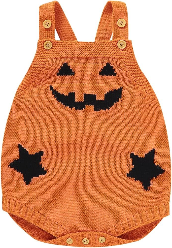 Doisbetthsay Halloween Baby Clothes Boy Girl Newborn Costume Pumpkin Outfits Knitted Romper Onesi... | Amazon (US)