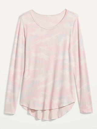 Patterned Plush-Knit Long-Sleeve Tee for Women | Old Navy (CA)