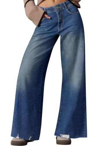 Cicy Bell Women's Wide Leg Jeans Casual High Waisted Distressed Frayed Hem Loose Trendy Baggy Den... | Amazon (US)