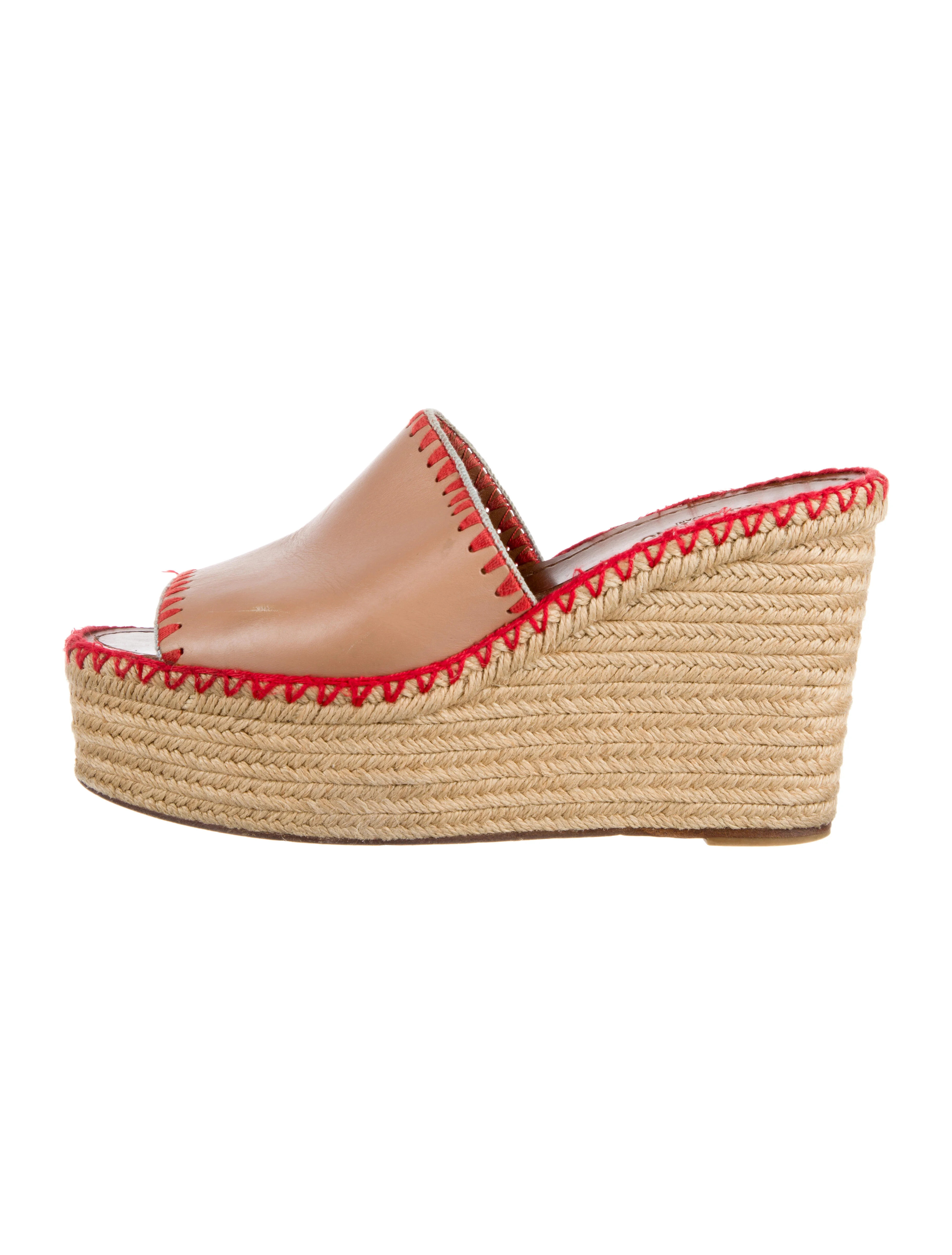 Leather Embroidered Accent Espadrilles | The RealReal