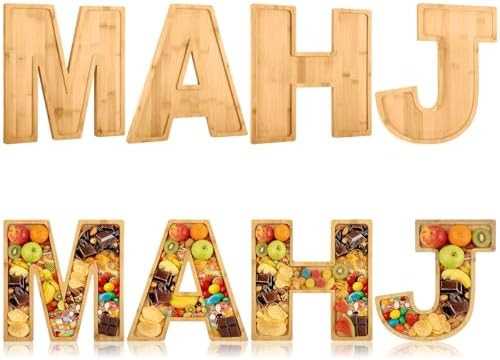 Weysat 4 Pcs Mahjong Charcuterie Board Wood Mahj Letters Food Serving Trays Dish Plates Fillable ... | Amazon (US)