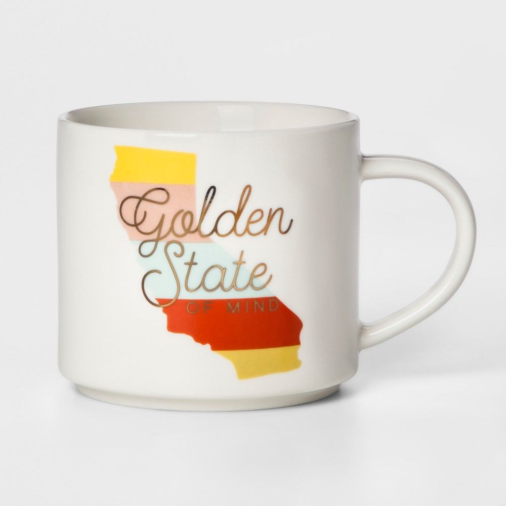 16oz Stoneware Golden State Of Mind Mug White - Threshold | Target