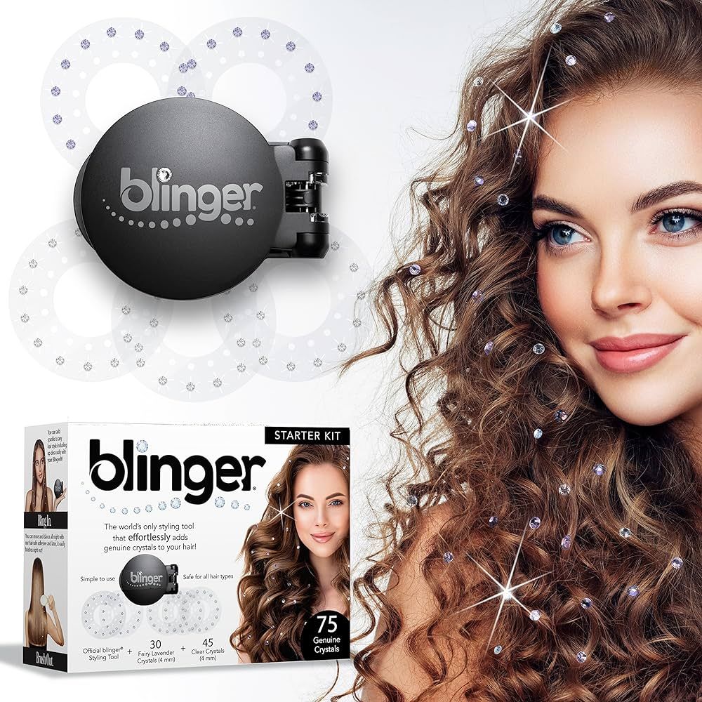 blinger Starter Kit | Women's Hair Styling Tool + 75 Precision-Cut Glass Crystals | Bling Hair in... | Amazon (US)