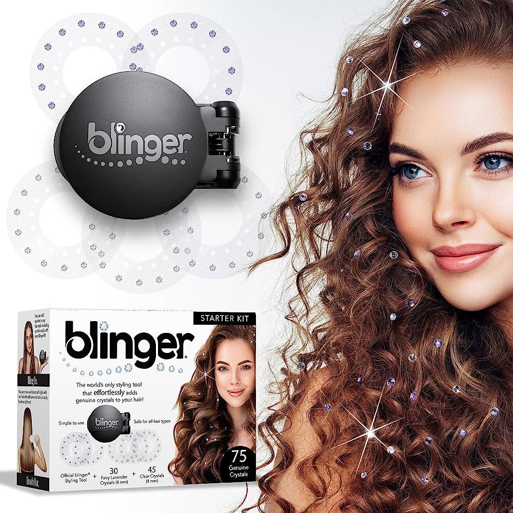 blinger Starter Kit | Women's Hair Styling Tool + 75 Precision-Cut Glass Crystals | Bling Hair in... | Amazon (US)