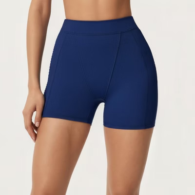 Anna-Kaci Active Women's High Waist Seam Detailed Active Shorts with Supportive Stretch Fabric and Flattering Fit - Small, Navy | Target