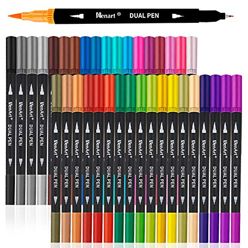 Caliart 34 Double Tip Brush Pens Art Markers, Artist Fine & Brush Pen Coloring Markers for Adult Book Cards Drawing Craft Kit Teacher Office Supplies | Amazon (US)