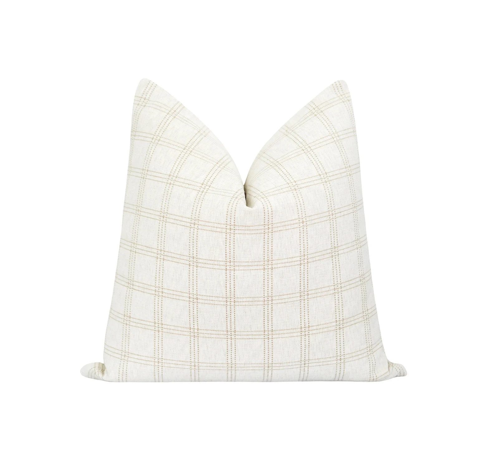 Creamy Ivory and Natural Windowpane Pillow Cover, Soft Chenille Pillow Cover With Hidden Zipper, ... | Etsy (US)