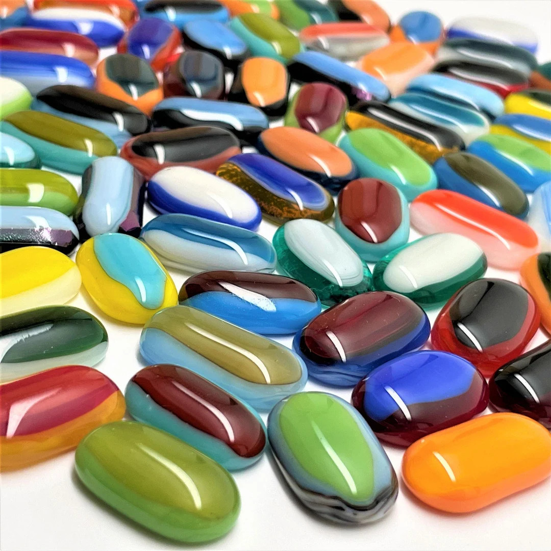 Fused Stained Glass Tiles, Med, 12pcs, BORDER MIX, 2-TONE - Etsy | Etsy (US)