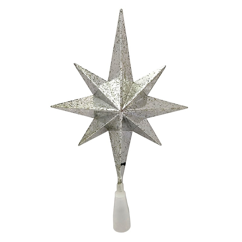 Pre-Lit Silver North Star Tree Topper, 11.9" | At Home