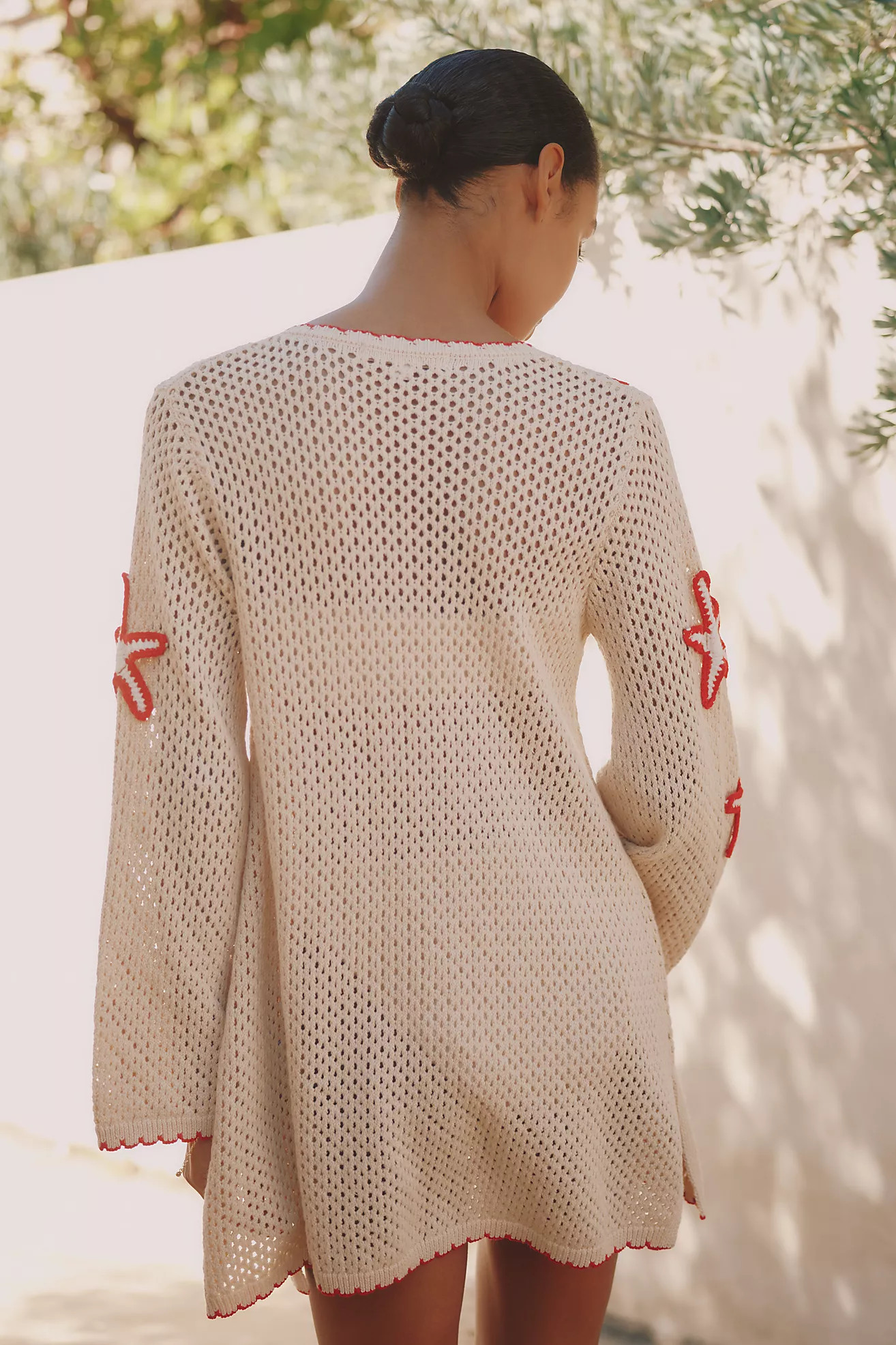 Flat White Starfish Stitched Mini Cover-Up Dress | Anthropologie (US)