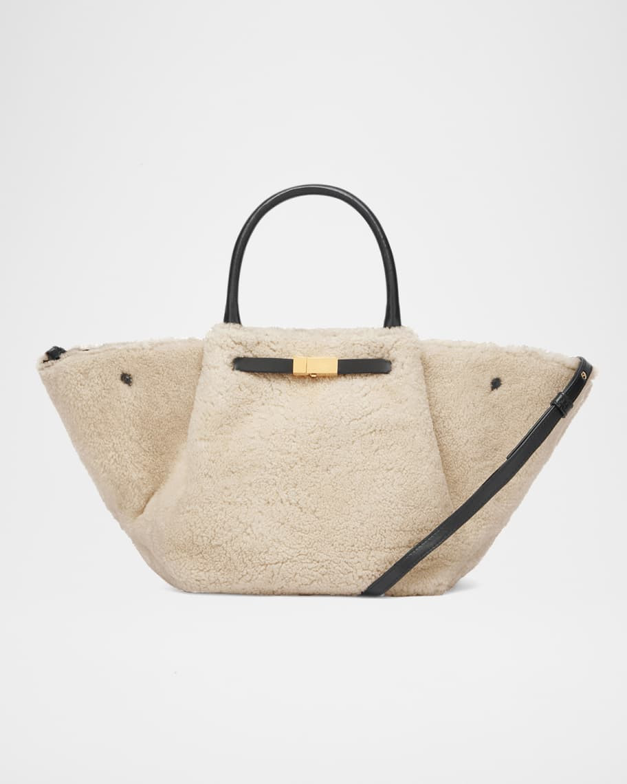 DeMellier New York Midi Sheep Shearling Top-Handle Bag | Neiman Marcus