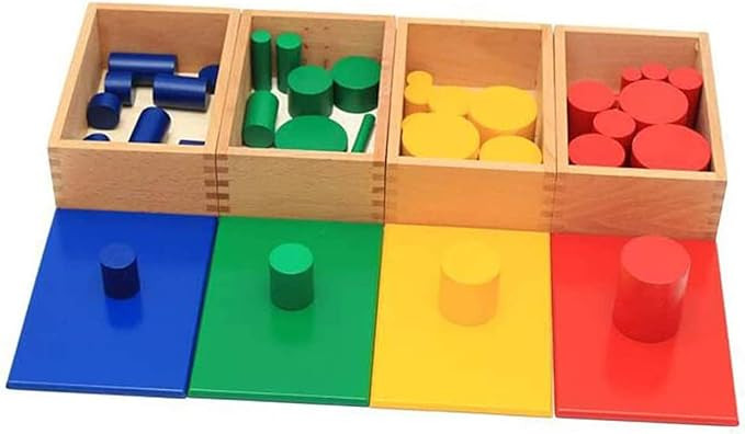 Montessori Sensorial Material Knobless Cylinders Kids Wooden Toy (Set of 4) Early Development Too... | Amazon (US)