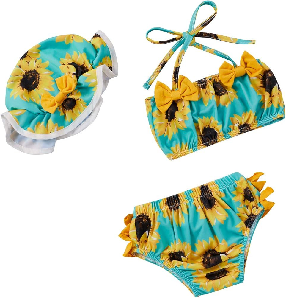Toddler Girl Swimsuits Infant Baby Girl Bathing Suit Bikini Sets Swimwear 3 Piece Summer Beach Ou... | Amazon (US)