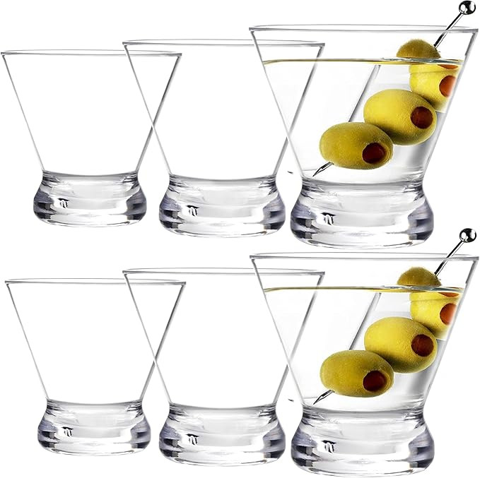Youngever 6 Pack Plastic Martini Glasses, 10 Ounce Shatterproof Martini Cups, Stemless Martini Gl... | Amazon (US)