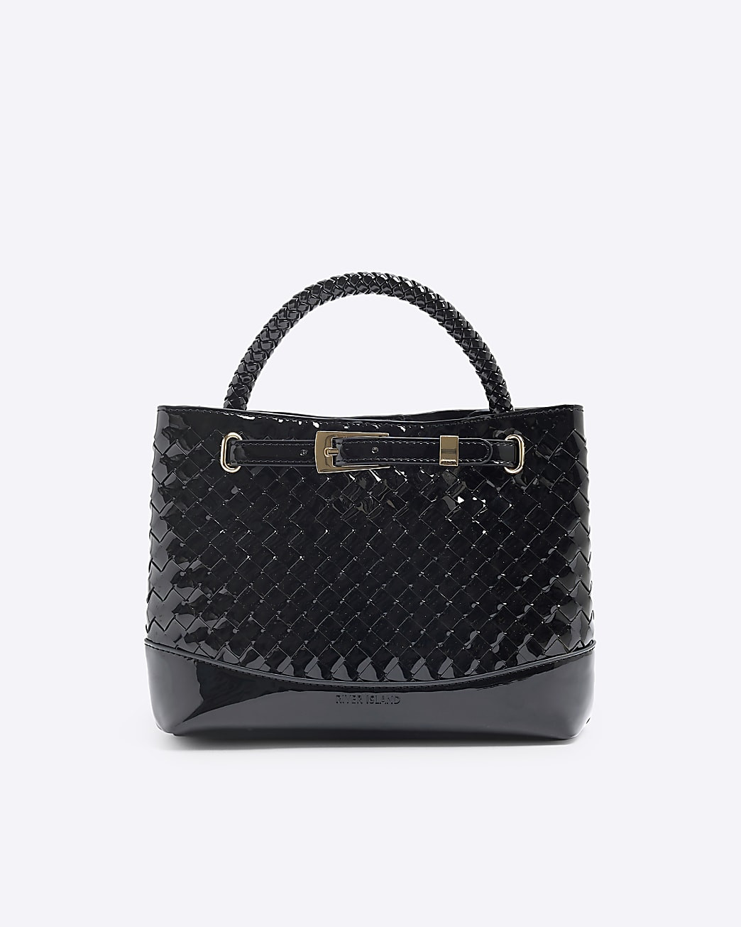 Black Patent Weave Tote Bag | River Island UK & IE