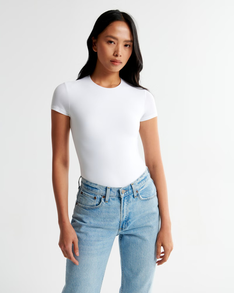 Short-Sleeve Cotton-Blend Seamless Fabric Crew Bodysuit | Abercrombie & Fitch (US)