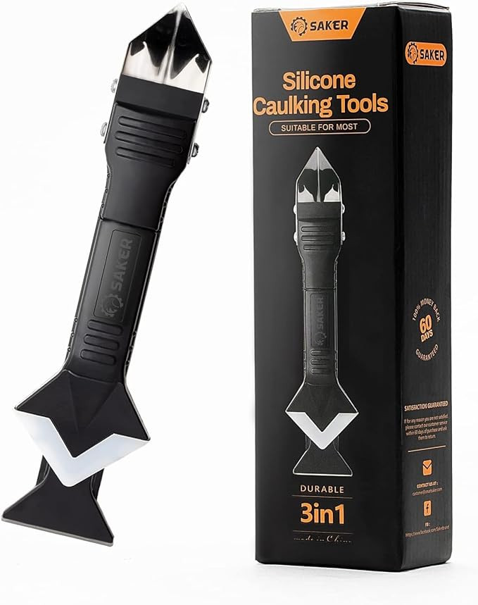 Saker Silicone Caulking Tools-3 in 1 Sealant Finishing Tool Grout Remove Scraper (Stainless Steel... | Amazon (US)