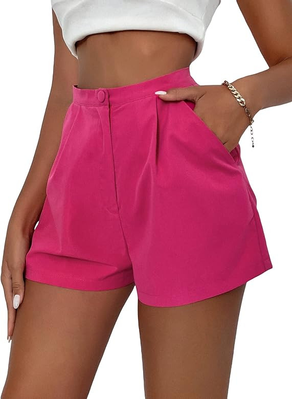 SHENHE Women's Casual High Waisted Wide Leg Split Hem Loose Office Work Shorts | Amazon (US)