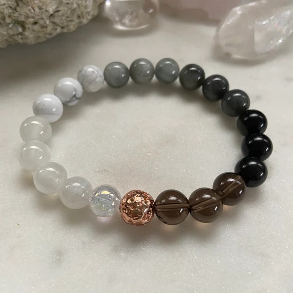 Empath Bracelet. Energy Protection Ombré Bracelet. 8mm gemstone Bracelet | Etsy (US)